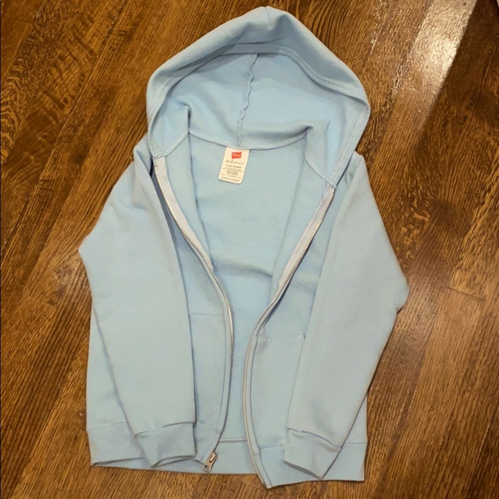 light blue zip up hoodie